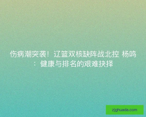 伤病潮突袭！辽篮双核缺阵战北控 杨鸣：健康与排名的艰难抉择